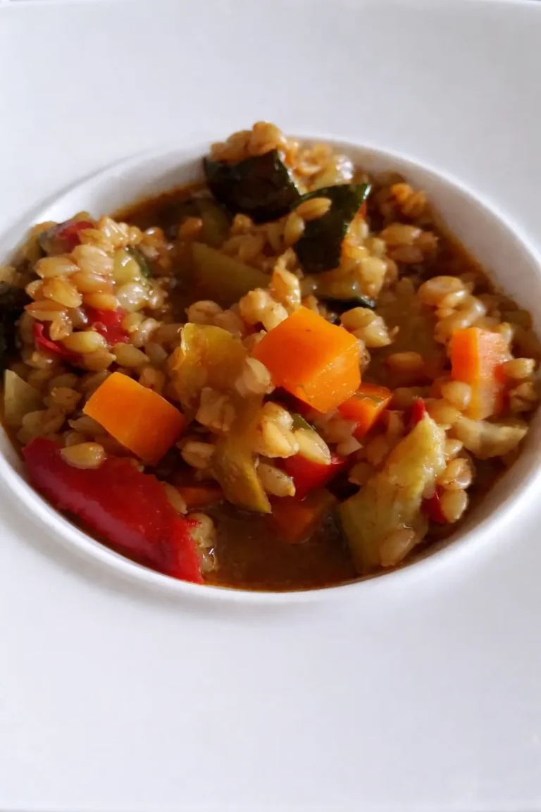 One pot d’épeautre aux légumes, plat végétal mijoté sain et gourmand