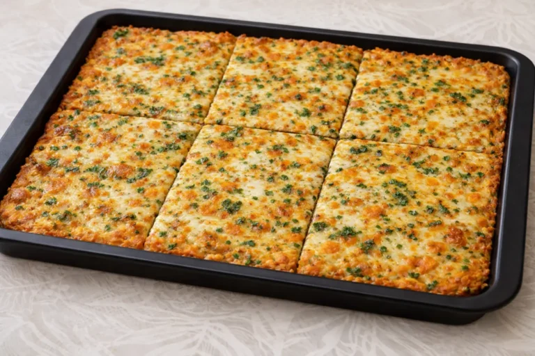 Plaque de cuisson avec des légumes gratinés au fromage et aux herbes fraîches.