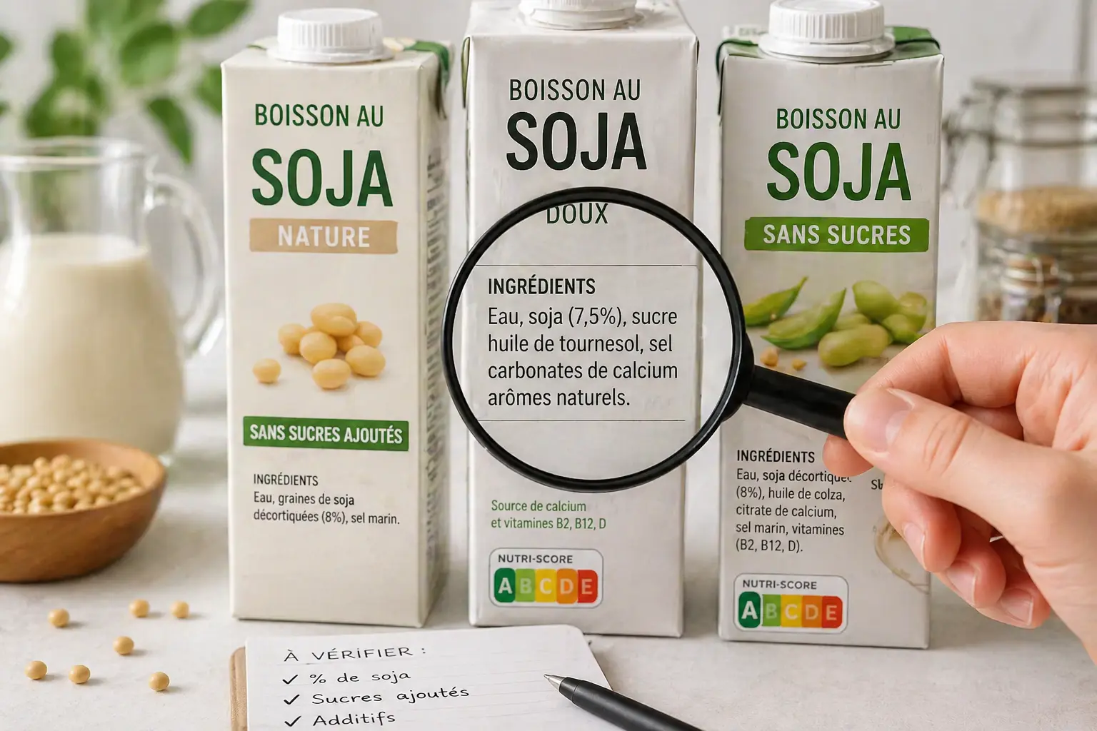 briques boisson soja et creme soja comparaison etiquettes composition ingredients choix produit cuisine