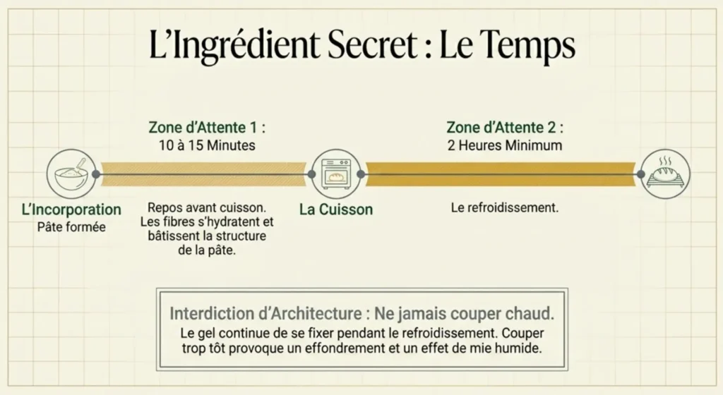 psyllium temps repos cuisson refroidissement structure mie ig bas