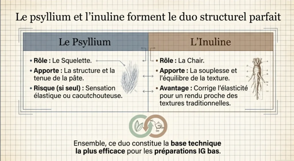 inuline psyllium duo structure texture pâte ig bas équilibre souplesse tenue