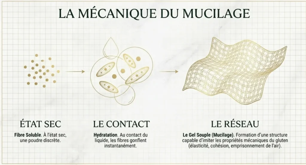 psyllium mucilage formation gel structure pate cuisine ig bas