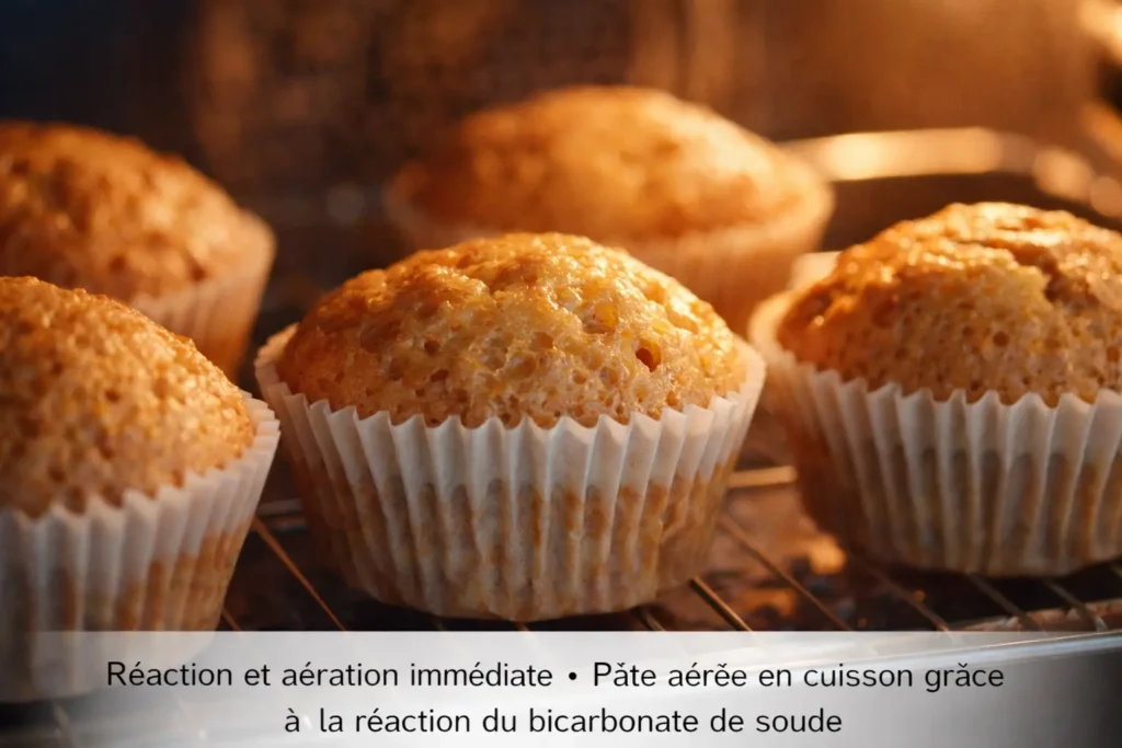 Pâte aérée en cuisson grâce à la réaction du bicarbonate de soude