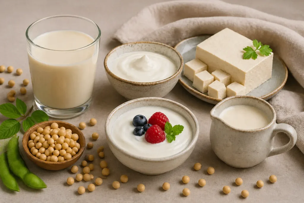 différentes formes de soja en cuisine boisson crème tofu yaourt utilisation culinaire