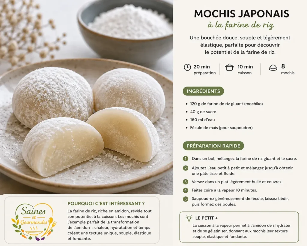 farine de riz : Mochis japonais réalisés avec de la farine de riz