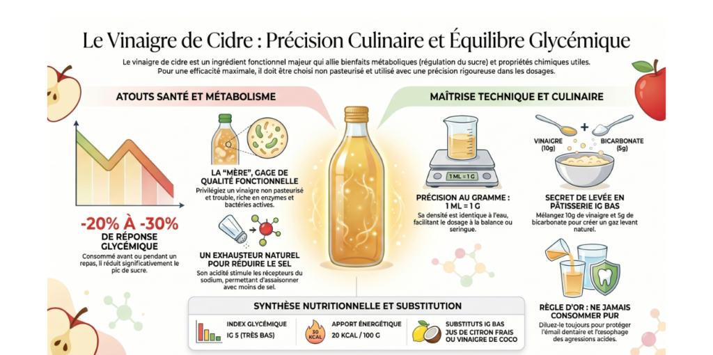 vinaigre de cidre équilibre glycémique et usages en cuisine ig bas