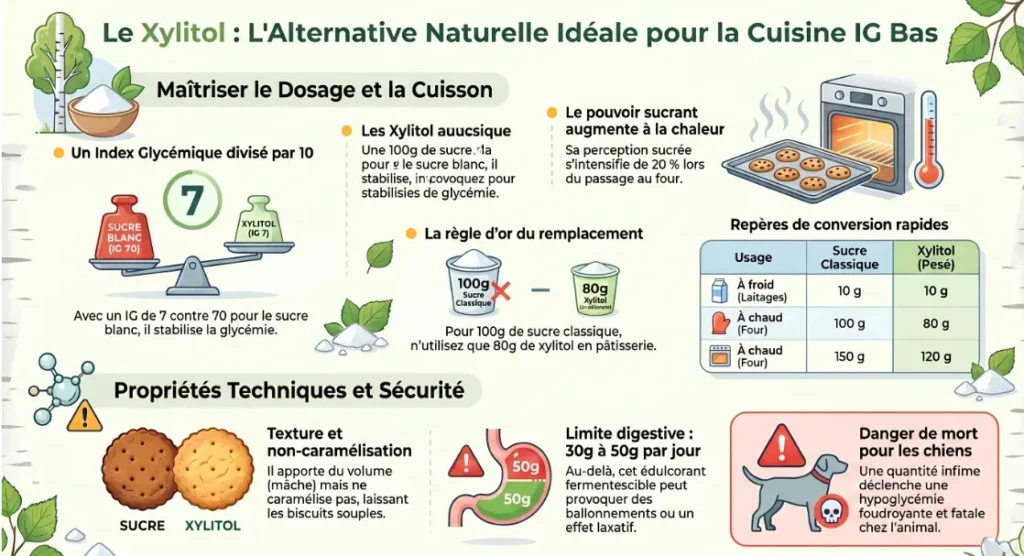 xylitol dosage cuisson conversion index glycémique cuisine IG bas