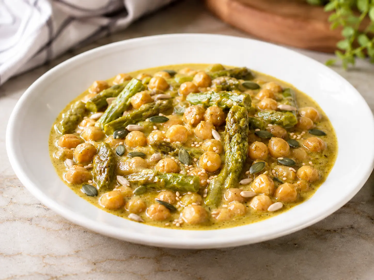 Crémeux de pois chiches et asperges